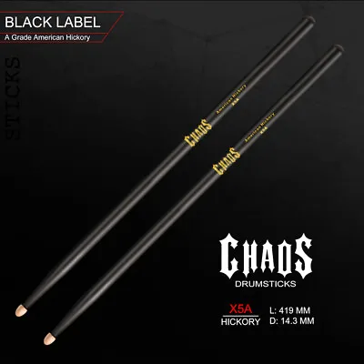 Drum Sticks Chaos X5a Black & Gold Drumsticks Professional Quality • $25