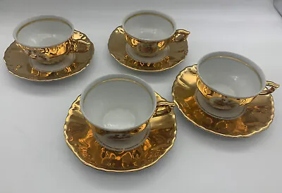 Demitasse Cup & Saucer Set Of 4 Gold Vintage Made In Germany (c) • $59.95