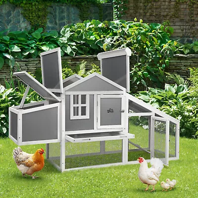 Alopet Chicken Coop Rabbit Hutch Large Wooden House Run Hatch Box Open Roof • $197.91