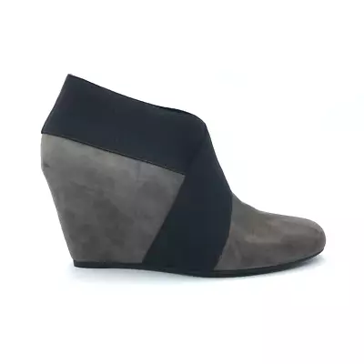 Via Spiga Womens Adela Ankle Boots Booties Gray Black Color Block Wedge Heels 8M • $16.99