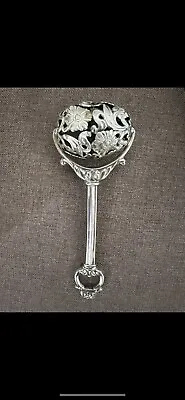 Vintage Sterling Silver Baby Rattle With Flowers Motif 1900s Pedro Duran • $125