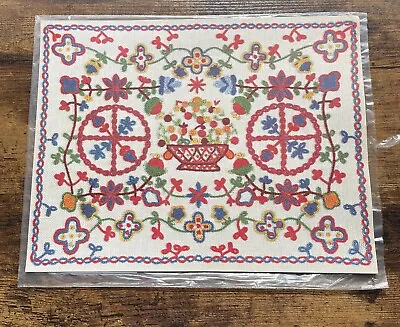 Vintage Folk Art Paper Placemats Denmark Copenhagen Museum Needlepoint Set Of 8 • $19