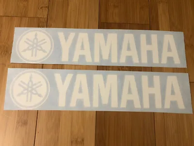 Yamaha Logo 12” Sticker (set Of 2) White Vinyl Motorbike ATV MX Dirtbike Decal • $11.99