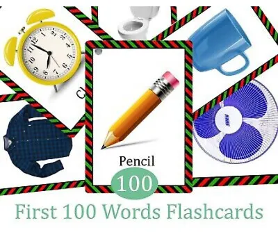 First 100 Words Flash Cards Baby First Words/Autism/Vocabulary/speech Delay. • £22.49