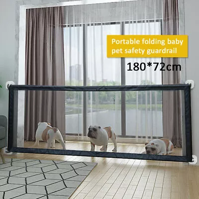 Retractable Safety Pet Net Gate Guard Fence Baby Dog Cat Safe Enclosure 180*72cm • $21.59