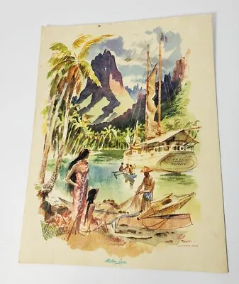 $12.99 • Buy 1968 Matson Lines SS Mariposa Tahiti Menu Watercolor MacCoulliard Tiki Hawaiiana