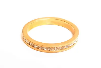 Vintage Rose Gold Plated Clear Rhinestone 3mm Wide Esposito Eternity Ring A799 • $19.25