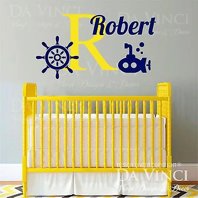 Custom Name Wall Decal Sticker Monogram Vinyl Submarine Baby Room Nursery • $21.99