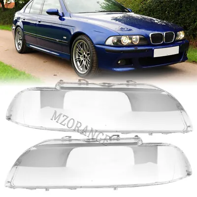 Pair Left+Right  Headlight Lens Cover For BMW 5 Series E39 1996-2003 520i 530i • $101.27