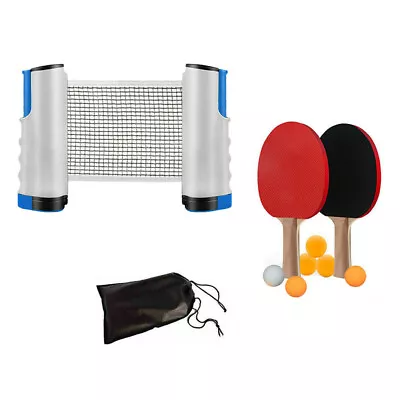 $18.99 • Buy 1Set Portable Retractable Net With 2 Table Tennis Paddle Bats & 6 Ball Ping Pong