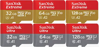 SanDisk 32GB 64GB 128GB ULTRA EXTREME PRO Micro SDXC Memory Card SDHC  A1 V30 U3 • £19.97