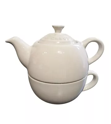 Le Creuset Tea For One Teapot & Cup - Pearl White  • £25