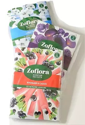 Zoflora Scented Sachets Eliminates Odours Fresh LinenRhubarbMidnight Blooms • £4.49