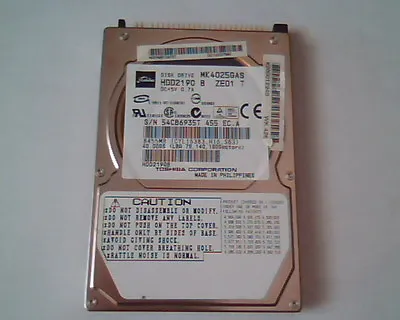 2.5 Hard Disk Drive Toshiba MK4025GAS HDD2190 B 40GB ZE01 T E-H011-02-5168 • $191.04