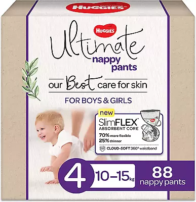Huggies Ultimate Nappy Pants Size 4 (10-15Kg) 88 Count • $83.04
