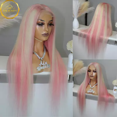 Ombre Pink Lace Front Wig Human Hair Preplucked Brazilian Colored Wigs For Women • £420.12