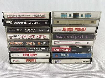 $29.99 • Buy LOT OF 16 VTG CASSETTE TAPES 70s 80s 90s ROCK METAL Danzig Ratt Van Halen Dokken