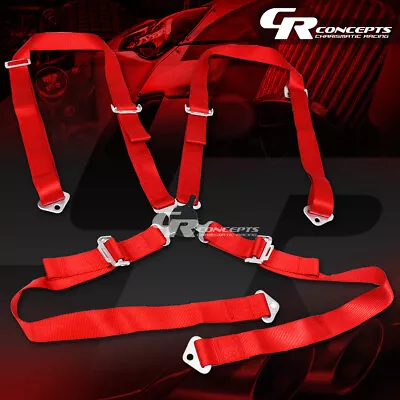 4-point 2  Wide Red Strap Harness Safety Camlock Style Racing Seat Belt+bolts • $33.38