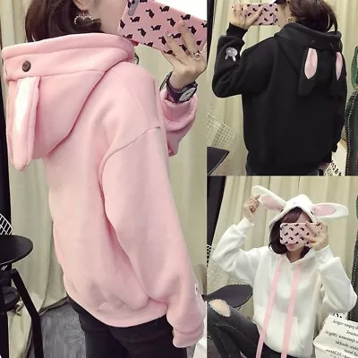 Fashion Women Girls Rabbit Ears Sweatshirt Hoodie Long Sleeve Blouse Loose • $21.19