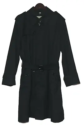 Burberry Mens Wool Cashmere Blend Black Trench Car Coat US 44 Nova Check Lined • $359.99