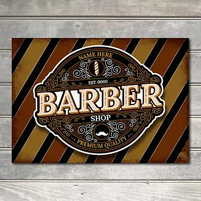 PERSONALISED Barber Shop Metal Retro Sign Hairdresser Decor Wall Art Plaque • £5.70