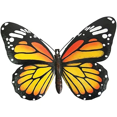 Large Metal Butterfly Orange 3D Outdoor Garden Home Decor Wall Art • £9.99