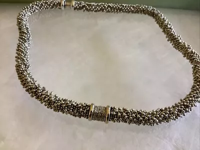 Michael Dawkins Beaded Caviar Diamond Necklace Sterling Silver 14k  16” 93 Grams • $225