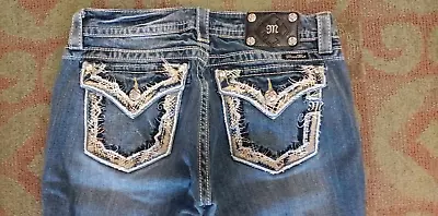 Miss Me Boot Jeans Medium 30x32 33x32 Flap Pocket Pre-Owned Bling LOOK ! • $49.99