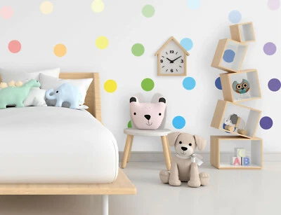 28 Rainbow Polka Wall Decal Nursery Sticker Pastel Confetti Reusable Fabric Matt • $14.99