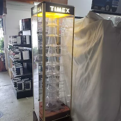 Vintage Timex Display Case Lighted 10 Revolving Shelves With Key 70  • $600