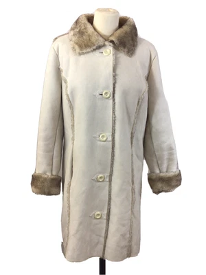 £20 • Buy Centigrade White Cream Furry Hooded Sheepskin Style Ladies  Coat Size M (12-14) 
