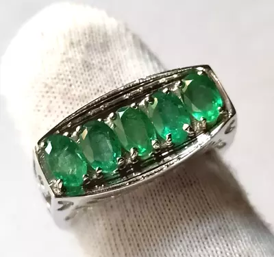 Natural Emerald Men's Ring 925 Sterling Silver Ring Wedding Ring For Him Gift • $139.34