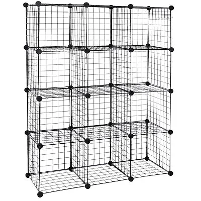 Metal Wire Cube Storage Shelves Organizer Bins DIY Closet Cabinet Rack 12-Cube • $38.58