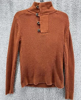 Le Chateau Mens Sweater Orange Medium Tight Knit  Pullover Buttons • $11.99