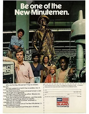 1977 US ARMY NATIONAL GUARD Recruiting Enlistment New Minutemen Print Ad • $8.95