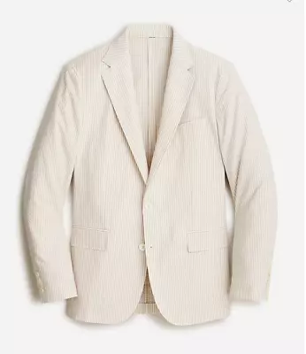 J.Crew Crosby Classic Fit Unstructured Suit Jacket Khaki Seersucker 38R BM193 • $150