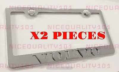 2x 3D Volvo Stainless Steel Metal Chrome Mirror License Plate Frame Holder • $42.99