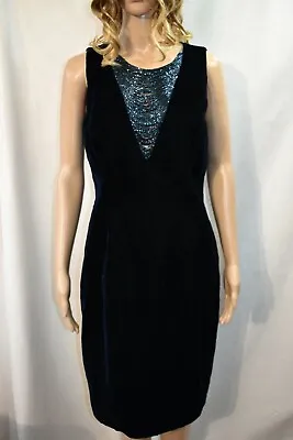 Morton Myles For The Warrens Dress Navy Beaded Velvet  Size 8 Women's Vintage  • $39.99