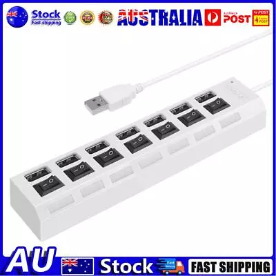 USB Hub 480Mbps Multi USB 2.0 Adapter 7 Port Expander Splitter (White) • $9.49