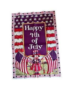 Mary Engelbreit Happy 4th Of July Garden Outdoor Red White Blue 40 X 28 Flag • $14.99