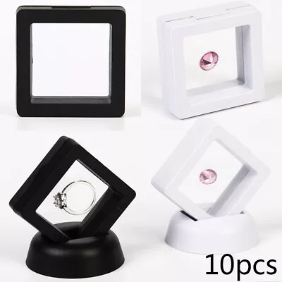 Set 10PCS 3D Floating Frame Stand Display Jewelry Medal Case Holder Container • $17.91