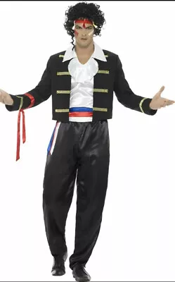 Mens 1980s New Romantic Adam Ant Costume Mens Pop Star Fancy Dress Outfit Xlrg • £26