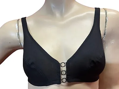 NOS 32B CORSET Vtg 70s BLACK NYLON BRA 70s Exquisite Form 349 NATURAL WOMAN 32 B • $24.99