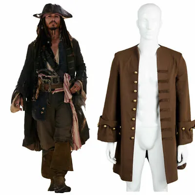 Pirates Of The Caribbean Jack Sparrow Suit Attire Cosplay Costume Coat Jacket • £59.99