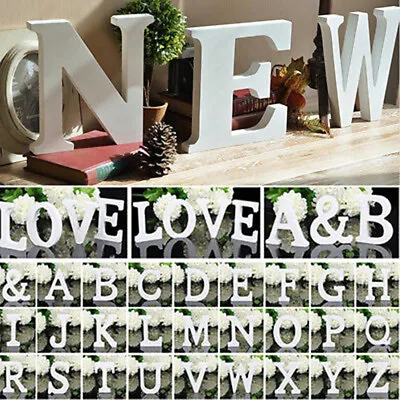 26 Letters Wooden Ornament (8cm) White Wood Decor Merry Christmas Love Home Cafe • $1.39