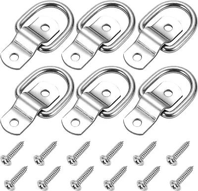 6 Pack D Ring Tie Down Anchors 1/4  Heavy Duty Stainless Steel Trailer Tie Down  • $18.11