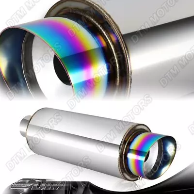 4  Slant Cut Rainbow Burnt Tip N1 Style Tip Stainless Weld-on Muffler 2.5  Inlet • $35.99