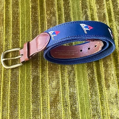 Leather Man Limited Belt SZ 34 Nautical Flags Leather Brass Sailing • $12