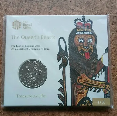 2017 The Queens  Beasts Lion Of England. Uk Bunc £5 Coin.still Sealed.(a/f) • £25.99