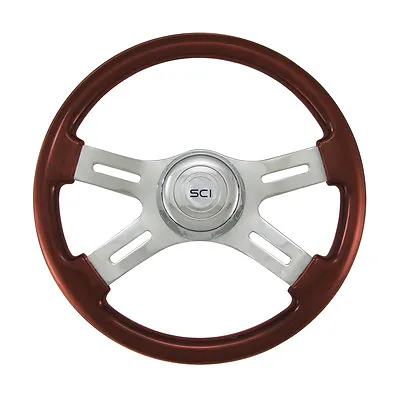 Steering Wheel 4 Spoke Classic Mahogany 16  3 Hole Wood Rim For Kenworth Pete FL • $233.33